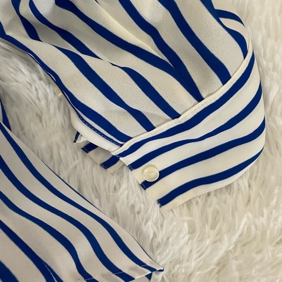 Express royal blue & white striped casual blouse - Picture 5 of 8